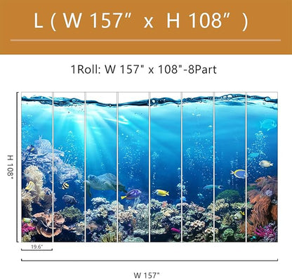 Blue Ocean Wallpaper Peel and Stick Underwater Animal World Self Adhesive Wall Mural for Kids Room Nursery 157"x108"