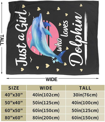 Dolphin Blanket for Girls Ocean Throw Blanket Sea Animal Soft Cozy Fleece Fuzzy Stuffed Plush Flannel Gifts for Women Kids Adults 40''x50''