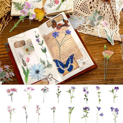 80 Pieces Natural Flower Stickers for Scrapbooking, Self-Adhesive Scrapbooking Stickers Supplies Journal for Adult Card Making Letters DIY (Style A)