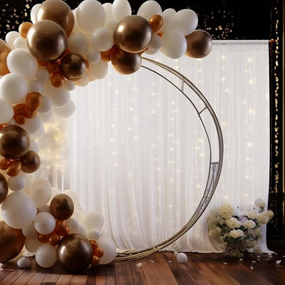 30x8ft White Tulle Backdrop Curtain with Lights String for Parites, Sheer Backdrop Curtains for Wedding Baby Shower Birthday Party Photo Shoot Decorations