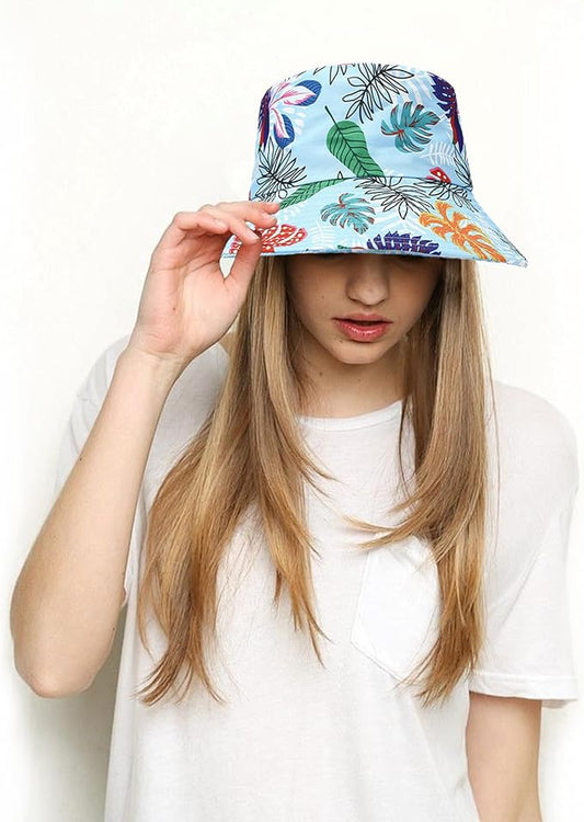 Bucket Hat for Women Men, Cotton Reversible Double Side Wear Sun Hats Beach Fisherman Hat