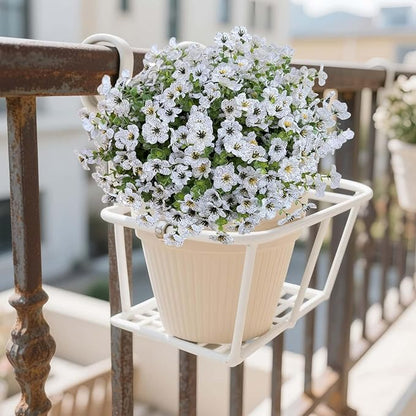 Artificial Flowers Outdoors UV Resistant Fake Plants, 12 Bundles Silk Daisy in Pots for Porch Patio Garden, Faux Potted Home Decor for Outside (White)