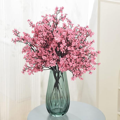 15PCS Artificial Baby Breath Flowers Fake Silk Real Touch DIY Floral Bouquets Decor Wedding Party Decoration Arrangements-Hot Pink