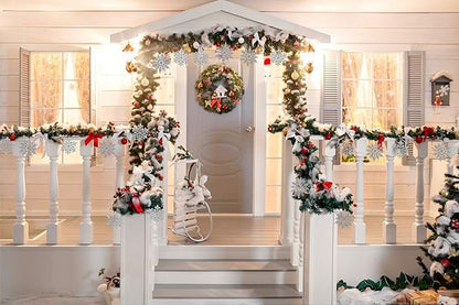 RECUTMS 40 Piece Glitter Snowflake Plastic Ornaments - Silver & White, 4 Inch Snowflake Hanging Decorations for Christmas Tree