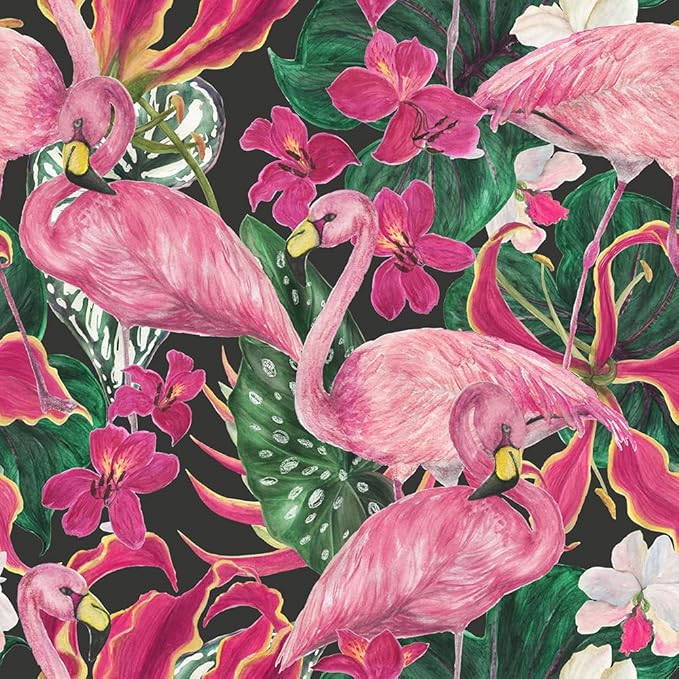 Modern Abstract Tropical Flamingo Birds Peel and Stick Wallpaper Easy Peel Off Contact Paper Stick on Adhesive Wall Paper for Bathroom Waterproof Renter Friendly