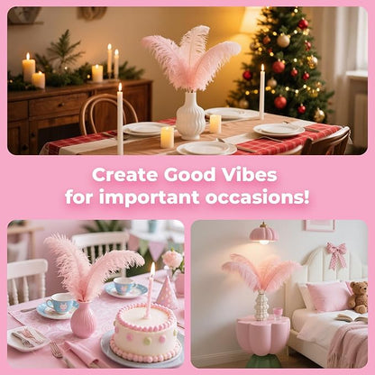 Piokio 20pcs Natural Light Pink Ostrich Feathers 10-12 inch (25-30cm) Bulk Feathers for Home Decoration and DIY Clothing and DIY Clothes Decoration, Gatsby Decorations