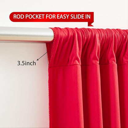 Red Backdrop Curtains 10 Panels-Wrinkle-Free Polyester Photography Drapes Party Photo Backgrounds for Wedding Christmas Photo Backdrops- 40 X10FT