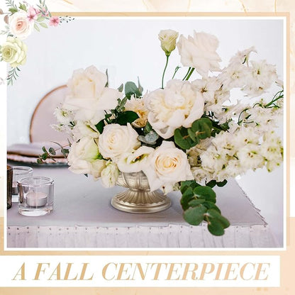 4 Pcs Metal Compote Bowl for Centerpiece Flower Holder Small Compote Vase Indoor Outdoor Flowers Fruits Plant for Christmas Wedding Home Party Decoration (Medium,Silver)