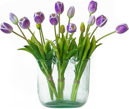 15pcs Artificial Tulips Flowers, Real Touch Latex Bouquet, Fake Tulips for Office Wedding Party Home Kitchen Garden Decoration-B Amethyst
