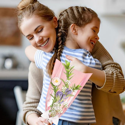 XABMU Pink Flower Bouquet Bags - 50 Pack Pink & Clear Floral Wrapping Sleeves for Wedding, Graduation, Mother’s Day Gifting & Florist Supplies