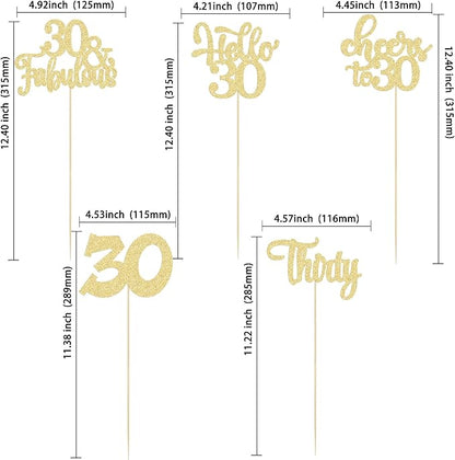 Gyufise 15Pcs 30th Birthday Centerpiece Sticks Thirty Happy 30th Table Flower Centerpieces Sticks Cheers to 30 Floral Decorations for 30th Birthday Party Centerpieces Supplies Gold