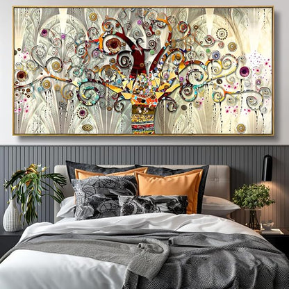 Wall Art Abstract Art Paintings Tree of Life Posters Prints Landscape Picture Colorful Modern Canvas Painting for Living Room Bedroom Office Large Decor 20"x40" with Framed