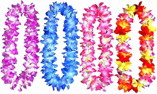 ALIMITOPIA Hawaiian Hula Leis Dance Wreath Garland Artificial Flowers Fabric Neck Loop for Luau Party Costumes (Four Colors)