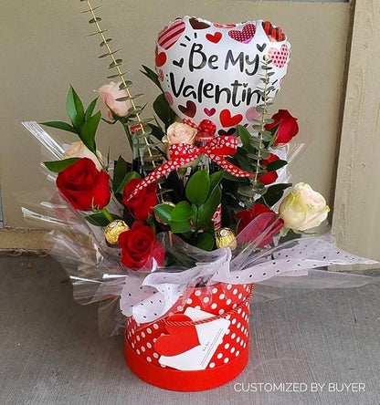UNIKPACKAGING Premium Quality Round Flower Box, Gift Boxes for Luxury Flower and Gift Arrangements, Set of 3 pcs, (Red White Dots)