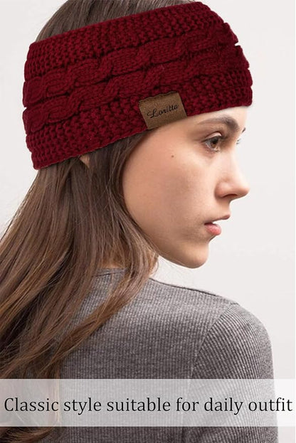 Loritta Womens Ear Warmers Headbands Winter Warm Fuzzy Cable Knit Head Wrap Fleece Lined Gifts