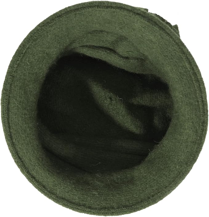 ZLYC Women Wool Cloche Bucket Hat 1920s Vintage Dress Winter Hats with Flower Accent