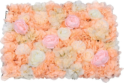 Gdrasuya10 6pcs Realistic Flower Wall Background Artificial Flowers Wall Backdrop Panel 3D Silk Rose Fake Flower Wall Panel Banquet Wedding Party Decor, Photography Background 60 x 40 cm