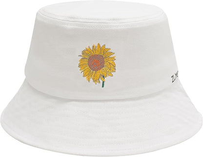 ZLYC Unisex Fashion Embroidered Bucket Hat Summer Fisherman Cap for Men Women
