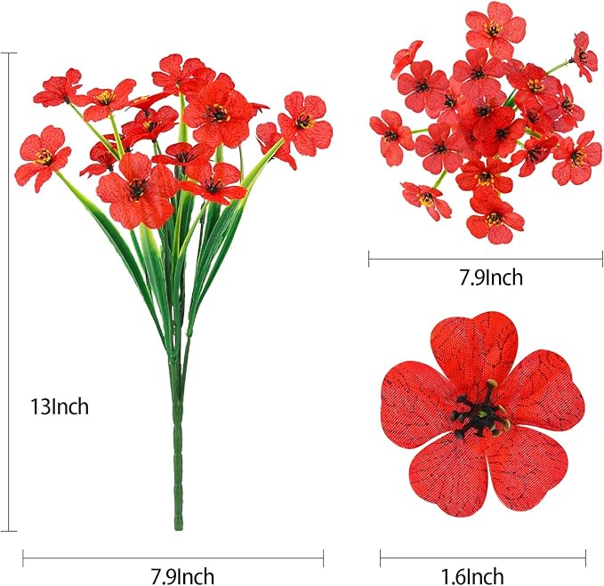 MACTING Artificial Flowers for Outdoors 24 Bundles UV Resistant Fake Flowers Faux Plastic Plants No Fade for Hanging Planters Window Patio Porch Garden Indoor Outdoor Summer Decor(Mix Color-1)