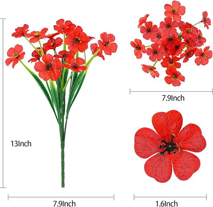 MACTING Artificial Flowers for Outdoors 12 Bundles UV Resistant Fake Flowers Faux Plastic Plants No Fade for Hanging Planters Window Patio Porch Yard Indoor Outdoor Summer Decorations(Mix Color-1)