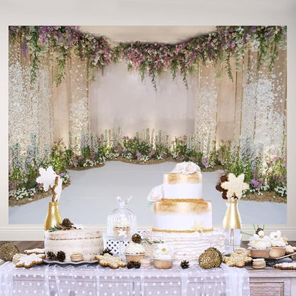 7x5ft Wedding Flowers Backdrop for Photoshoot Cradle Ceremony Proposal Background for Photography Romance Outdoos Ceremony Party Banner Bridal Shower Anniversary Birthday Props
