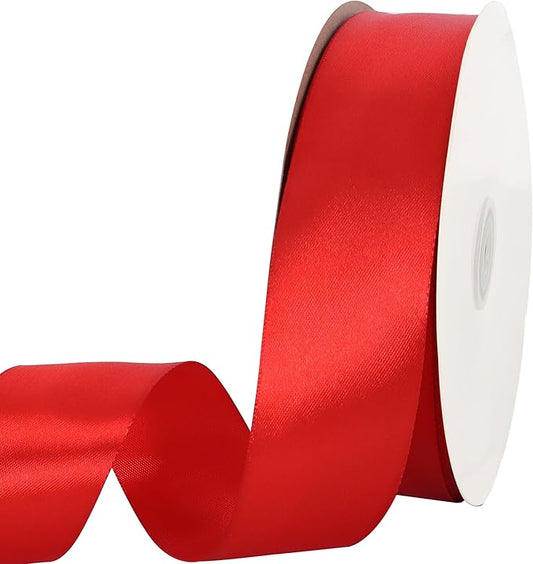 TONIFUL 100 Yards Red Ribbon 1-1/2 Inch Satin Ribbon for Gift Wrapping Bouquet Wrapping Eternal Flower Making and Wedding Chair Sash Valentine's Day Christmas Decorations Hair Bows Crafts & Sewing