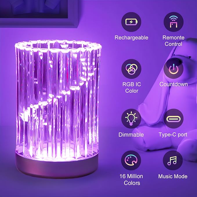 LED Lighted Vase for Flowers, 5-in-Tall RGB Color Changing Flower Vase, Unique Colorful Decorative Pot, Acrylic Vases for Home Office Table Shelf Decoration, Modern Room Decor Aesthetic