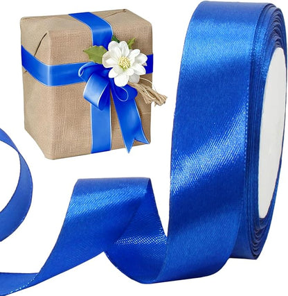 Luomorgo 1 Inch Royal Blue Satin Ribbon, 25 Yards Solid Color Ribbon, Fabric Ribbon for Gift Wrapping, Flower Bouquet, DIY Craft, Sewing, Wedding, Birthday Party Decorations