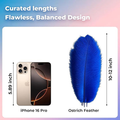 Piokio 20pcs Blue Ostrich Feathers 10-12 inch (25-30cm) Bulk Feathers for Decoration and DIY Clothing and DIY Clothes Decoration, Gatsby Decorations