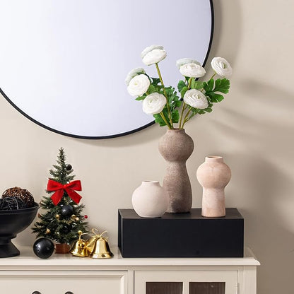 Ceramic Vase Home Table Decor - Flower Vase Set of 3 Living Room Kitchen Decorations Farmhouse Modern Rustic Vases Decorative Centerpiece for Shelf Bedroom Office Bathroom Dining Coffee Desk