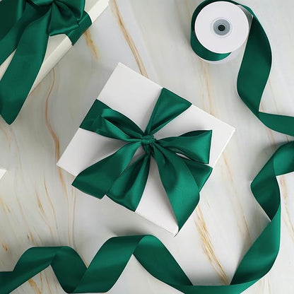 MEEDEE Dark Green Satin Ribbon - 2 inch Double Faced Satin Ribbon for Christmas Tree, Wreaths, Weddings, Flower Bouquets
