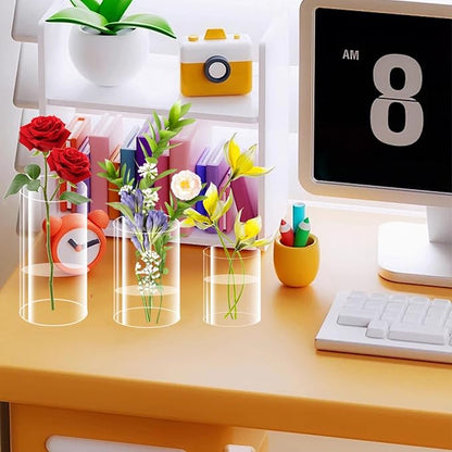 12 Pcs Acrylic Cylinder Vases 4,6,8 Inch Tall Clear Acrylic Flower Vases Bulk Floating Candle Holders Cylinder Plastic Vases for Centerpiece Table Wedding Home