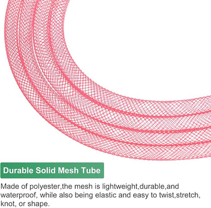 Mesh Tube Ribbon 25 Yards, 6mm Elastic Fabric Ribbons Mesh Tubing for Crafts/Gift Wrapping/Flower Bouquets/Wedding/Birthday/Holiday/Wreaths Christmas/Decoration[Persian Red]
