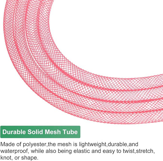 Mesh Tube Ribbon 25 Yards, 6mm Elastic Fabric Ribbons Mesh Tubing for Crafts/Gift Wrapping/Flower Bouquets/Wedding/Birthday/Holiday/Wreaths Christmas/Decoration[Persian Red]