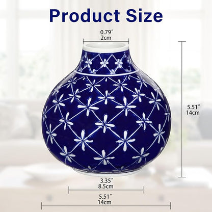 Blue and White Vase Porcelain Vases Small Chinoiserie Decor Classic Ceramic Gifts Chinese Flower Vase for Bedroom Living Room Console Table Accent Shelf Tabletop Decor