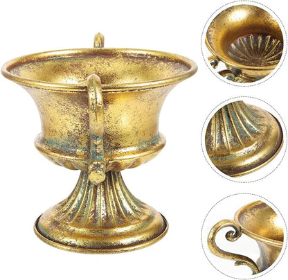 BESTOYARD 9.25 X 6.29 Inch Retro Metal Flower Pot - Golden Iron Vase, Distressed Metal Flowerpot for Home Decor, Aesthetic Garden Flower Vase, Rustic Farmhouse Iron Art Planter