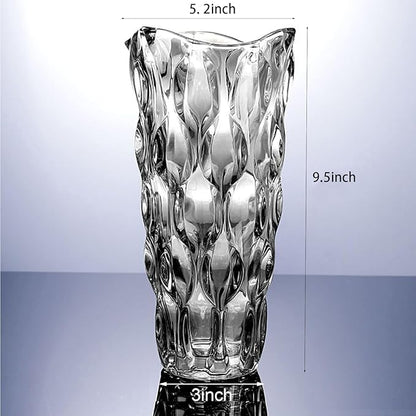 9.85" High Gray Glass Flower Vase for Home Decor, Dining Wedding Table Office Holiday Party Centerpiece Decoration