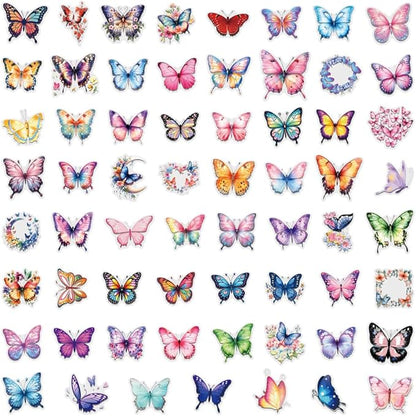 50PCS Butterfly Stickers, Transparent PET Waterproof Nature Decals for Scrapbooking, Journaling, Water Bottles, Phone Cases, Laptops, DIY Crafts & Gift Decor (Vintage Style)