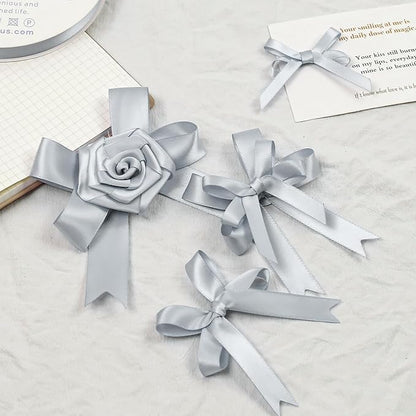 Silver Gray Satin Ribbon, Double Faced 1/2 Inch X 50 Yards Silver Gray Ribbon, Premium Satin Ribbon for Gift Wrapping, Crafts, Hair Bow Making, Sewing, Flower Bouquet, Wedding Party Decor