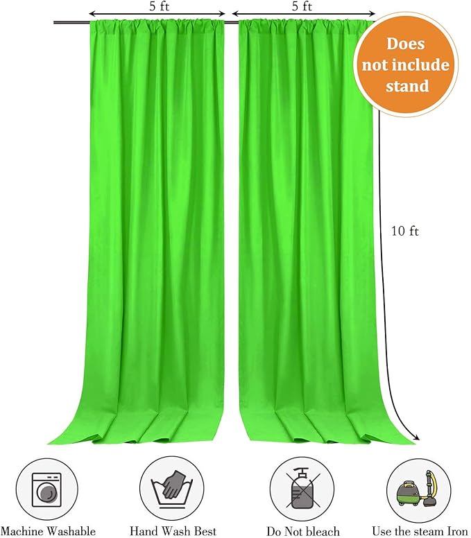 10 x 10 Feet Emerald Green Backdrop Curtain for Partie, Background Curtains for Photoshoot, Birthday, Wedding, Halloween, Thanksgiving, Christmas, New Year Party Decorations 5Ft x 10Ft, 2 Panels