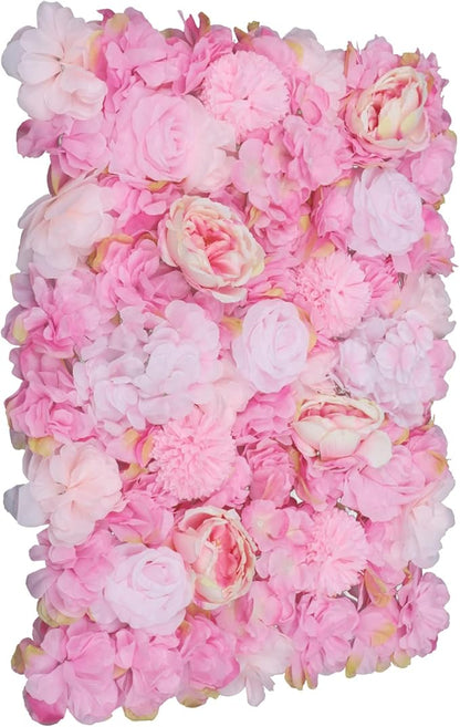 Gdrasuya10 6pcs Realistic Flower Wall Background Artificial Flowers Wall Backdrop Panel 3D Silk Rose Fake Flower Wall Panel Banquet Wedding Party Decor, Photography Background 60 x 40 cm