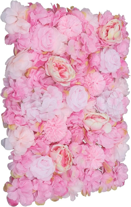 Gdrasuya10 6pcs Realistic Flower Wall Background Artificial Flowers Wall Backdrop Panel 3D Silk Rose Fake Flower Wall Panel Banquet Wedding Party Decor, Photography Background 60 x 40 cm