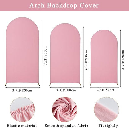 Wedding Arch Backdrop Stand Set of 3, (6, 6.6, 7.2) Metal Arch Backdrop Stand with Wedding Arch Cover, Wedding Balloon Arch Backdrop Stand for Birthday, Baby Shower, Anniversary