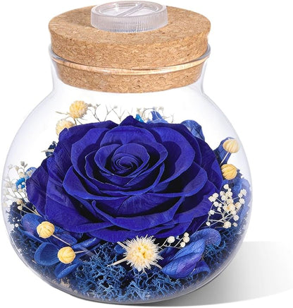 Christmas Birthday Gifts for Women Mom Preserved Rose Eternal Forever Flower in Glass Wishing Bottle with Colorful LED Light Flowers for Delivery Prime for Grandma Wife Sister Friend from Daughter