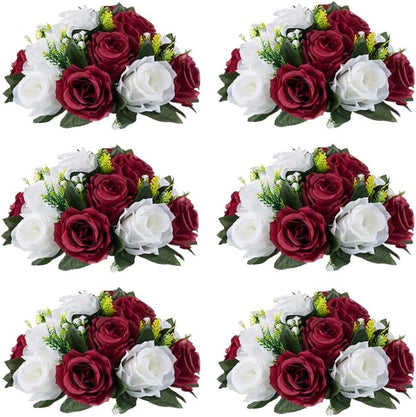 Flower Centerpieces for Wedding Tables: Wedding Table Decorations Burgundy & White Flower Balls Centerpieces for Engagement Cerebration Party Center Pieces 6 Packs