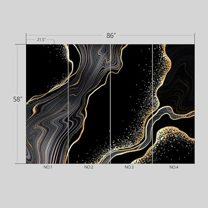 Black and Gold Marble Wallpaper Peel and Stick Wall Mural for Bedroom Living Room - 58"x86"
