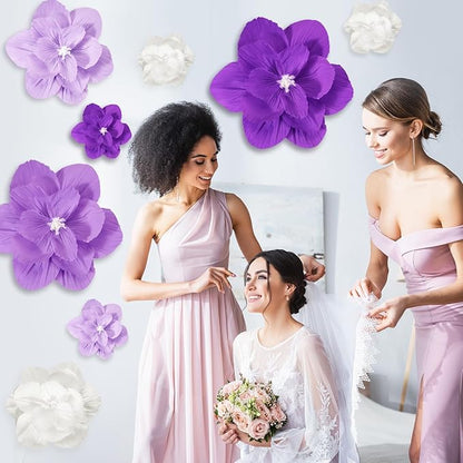 Giant Paper Flowers Artificial Large Paper Flower Decoration for Handcrafted Wall Backdrop Christmas Mexican Wedding Graduation Bridal Shower Birthday Party Supplies(Purple Gradient,18 Pcs)