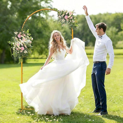 6.6 FT Wedding Arch Backdrop Stand for Party, Balloon Arch Stand, Wedding Arches for Ceremony, Metal Gold Arch Frame Backdrop Stand for Bridal Baby Showers Birthday Decoration Photo