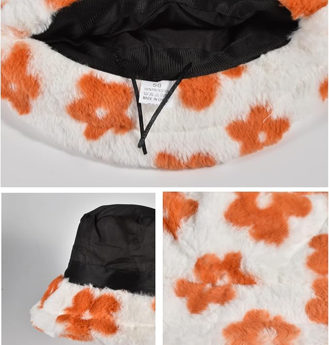 Winter Soft Faux Fur Plush Bucket Hat, Lovely Fisherman Cap, Fashion Outdoor Thick Warm Sun Cap for Women