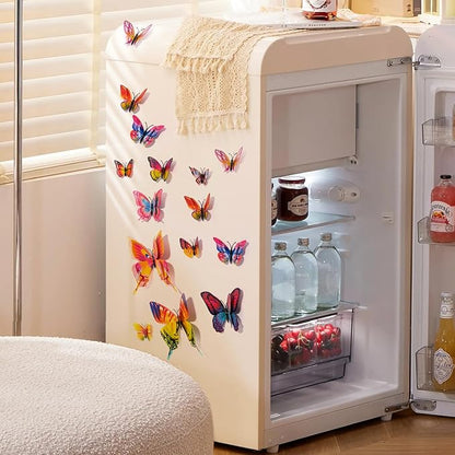SAOROPEB 3D Butterfly Wall Decor, 24 Pcs Double Layer Butterfly Decorations for Party Decorations Locker Decor Refrigerator Decal, Reusable (Multicolor)
